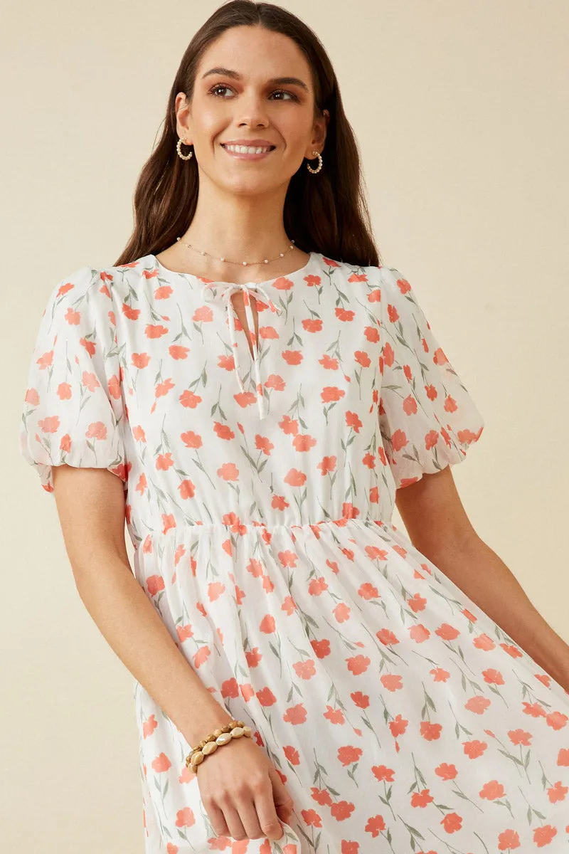 Womens Tie Neck Floral Puff Sleeve Dress sold by Hayden product image thumbnail 3