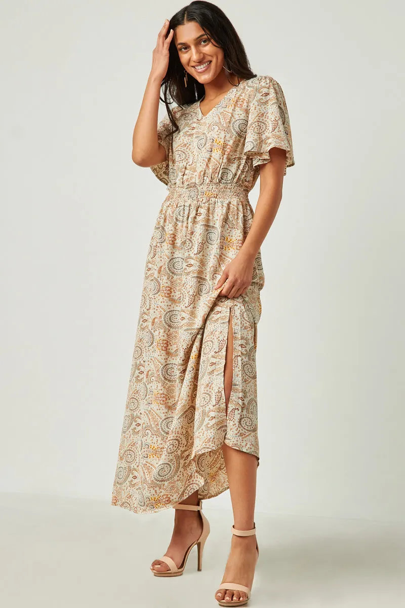 Womens Paisley Print Flutter Sleeve V Neck Maxi Dress sold by Hayden product image thumbnail 3