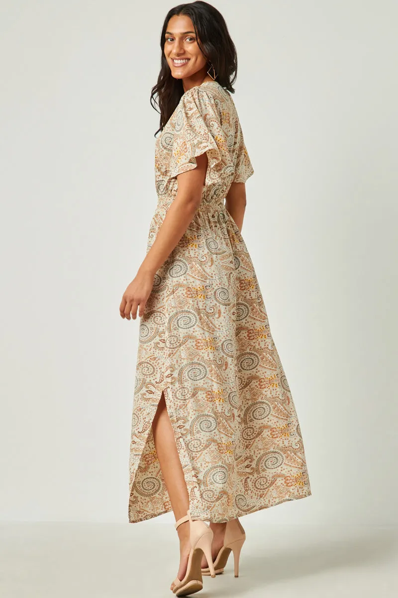 Womens Paisley Print Flutter Sleeve V Neck Maxi Dress sold by Hayden product image thumbnail 5
