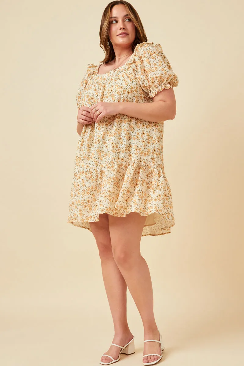 Womens Textured Lurex Antique Floral Ruffled Mini Dress sold by Hayden product image thumbnail 2