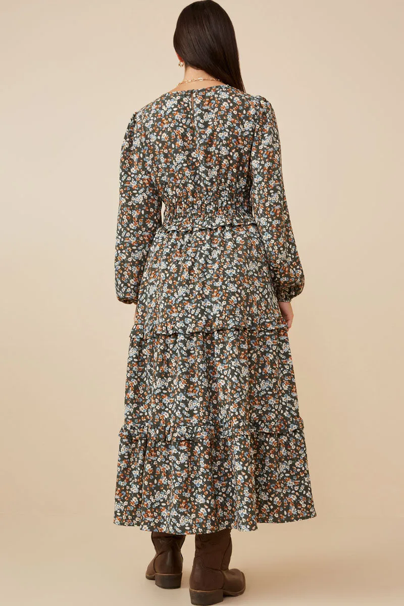 Womens Ditsy Floral Cinched Waist Ruffled Dress sold by Hayden product image thumbnail 5