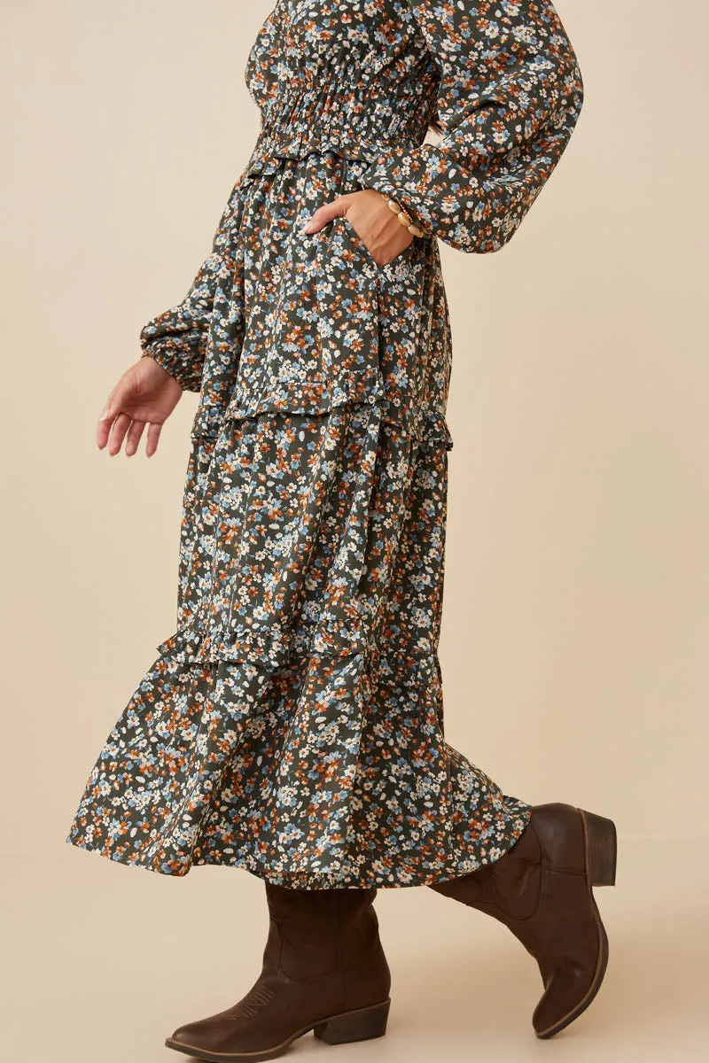 Womens Ditsy Floral Cinched Waist Ruffled Dress sold by Hayden product image thumbnail 3