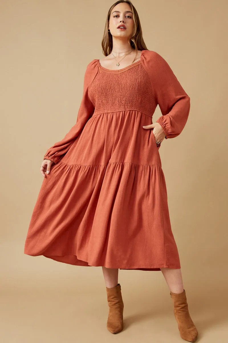 Womens Smocked Lace Trim Neckline Tiered Dress sold by Hayden product image thumbnail 2