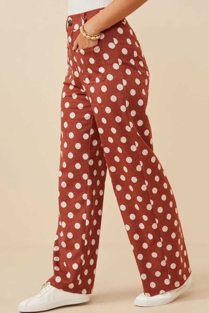 Womens Wide Leg Polka Dot Patch Pocket Knit Pants sold by Hayden product image thumbnail 3