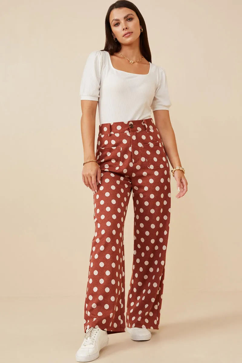Womens Wide Leg Polka Dot Patch Pocket Knit Pants sold by Hayden product image thumbnail 5