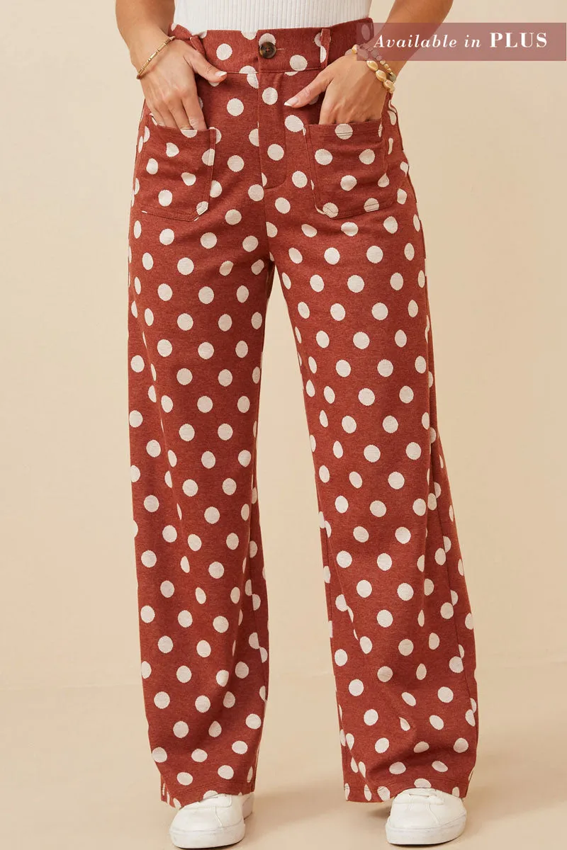 Womens Wide Leg Polka Dot Patch Pocket Knit Pants sold by Hayden product image thumbnail 2