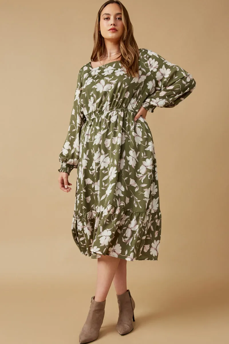 Womens Floral Print Smocked Cuff Scoop Neck Dress sold by Hayden product image thumbnail 2