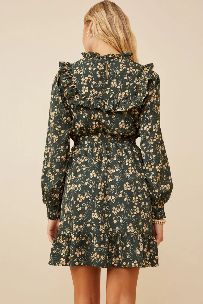 Womens Floral Print Ruffled Detailed Belted Dress sold by Hayden product image thumbnail 5