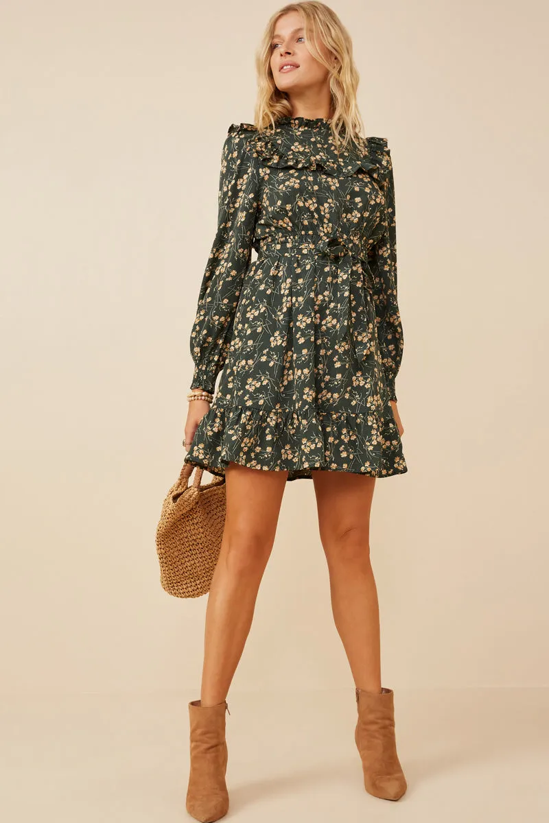 Womens Floral Print Ruffled Detailed Belted Dress sold by Hayden product image thumbnail 3