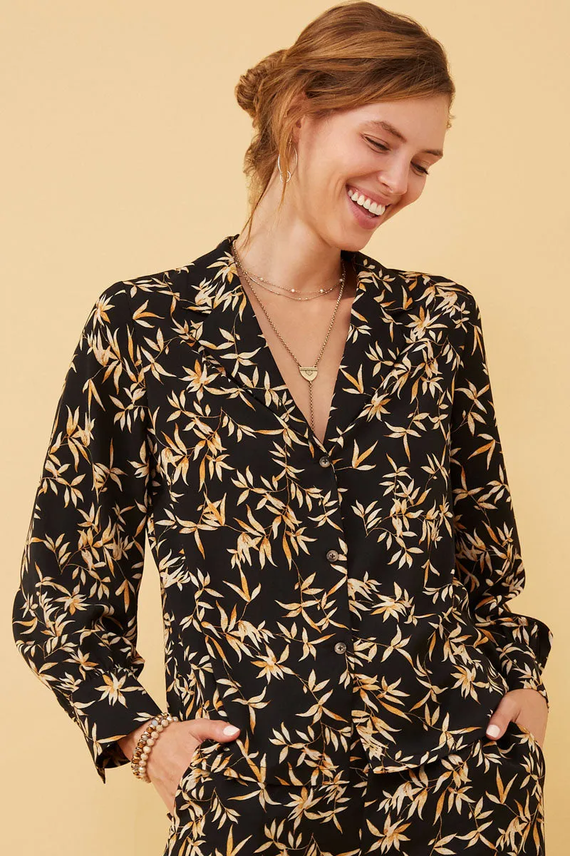 Womens Foliage Print Deep Collar Button Up Shirt sold by Hayden