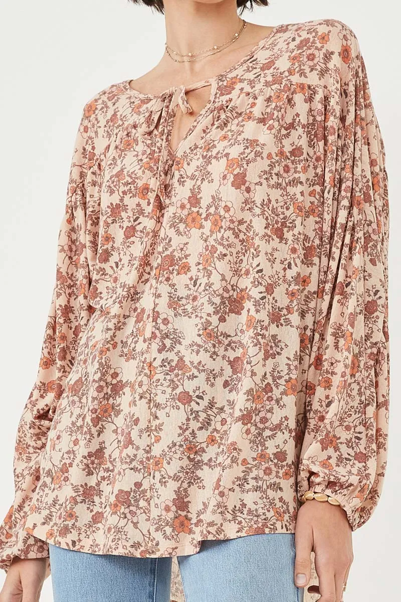 Womens Antique Floral Print Tasseled Knit Dolman sold by Hayden product image thumbnail 4