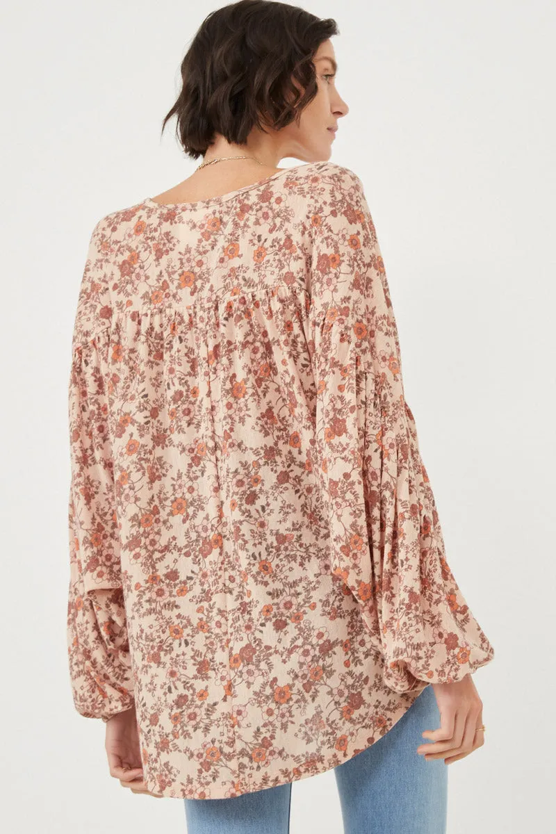 Womens Antique Floral Print Tasseled Knit Dolman sold by Hayden product image thumbnail 5