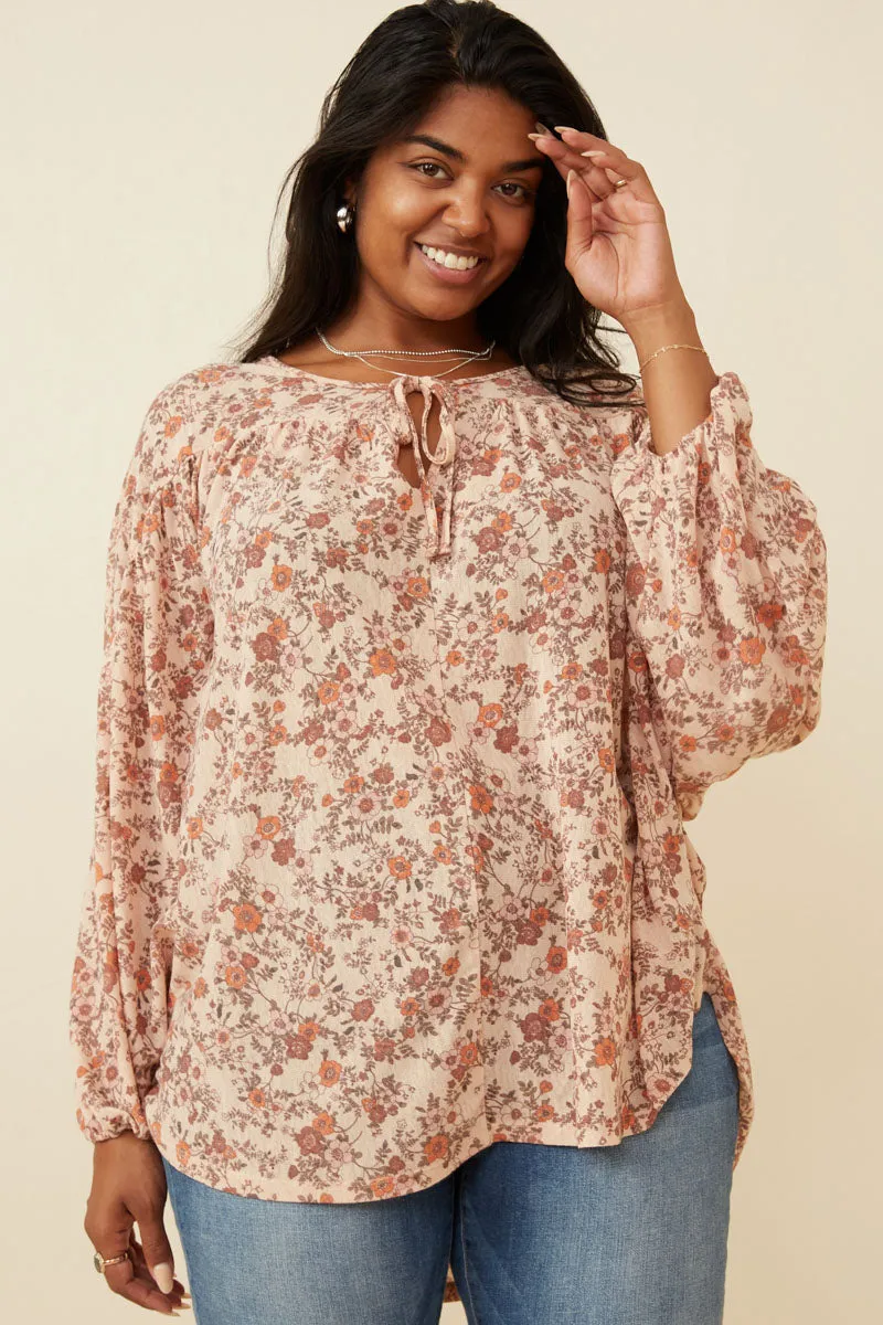 Womens Antique Floral Print Tasseled Knit Dolman sold by Hayden product image thumbnail 2