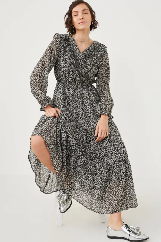 Womens Floral Print Ruffle Smocked Tiered Wrap Dress sold by Hayden