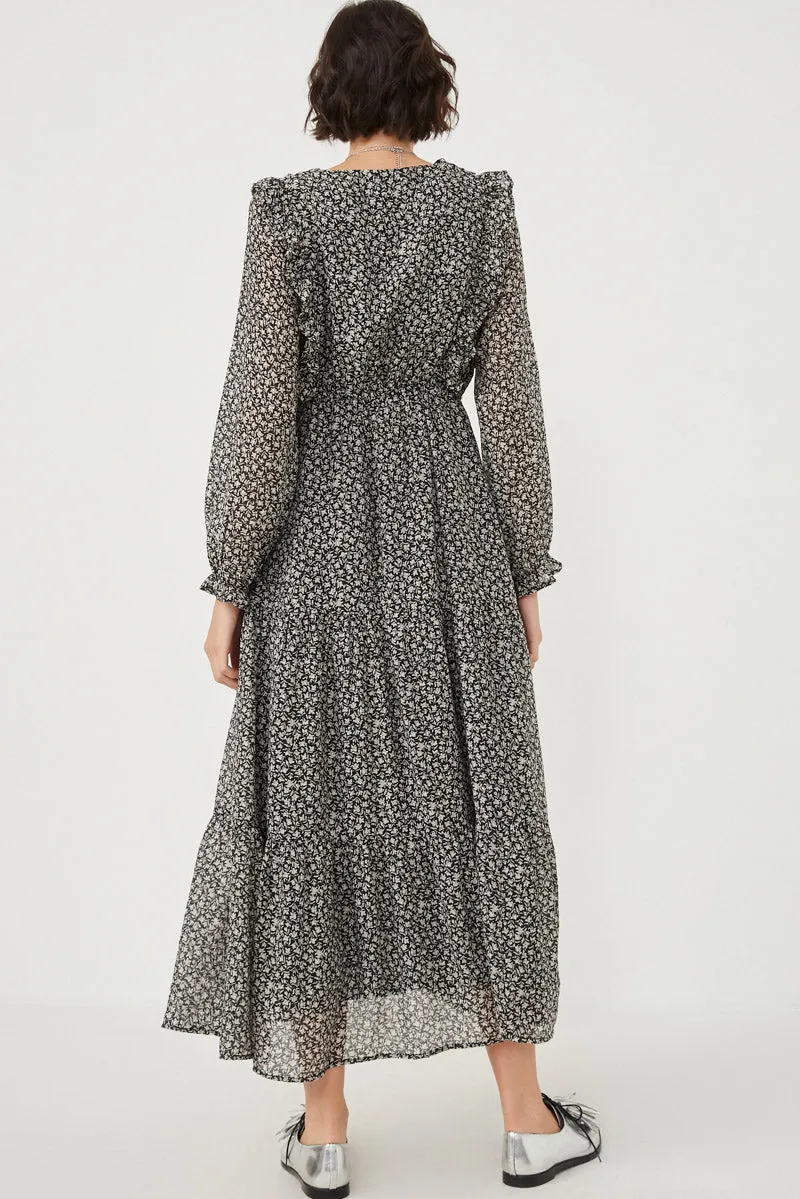 Womens Floral Print Ruffle Smocked Tiered Wrap Dress sold by Hayden product image thumbnail 5