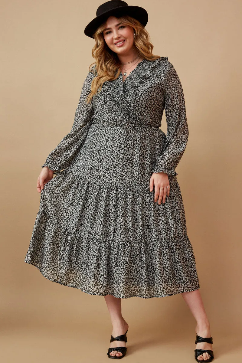 Womens Floral Print Ruffle Smocked Tiered Wrap Dress sold by Hayden product image thumbnail 2