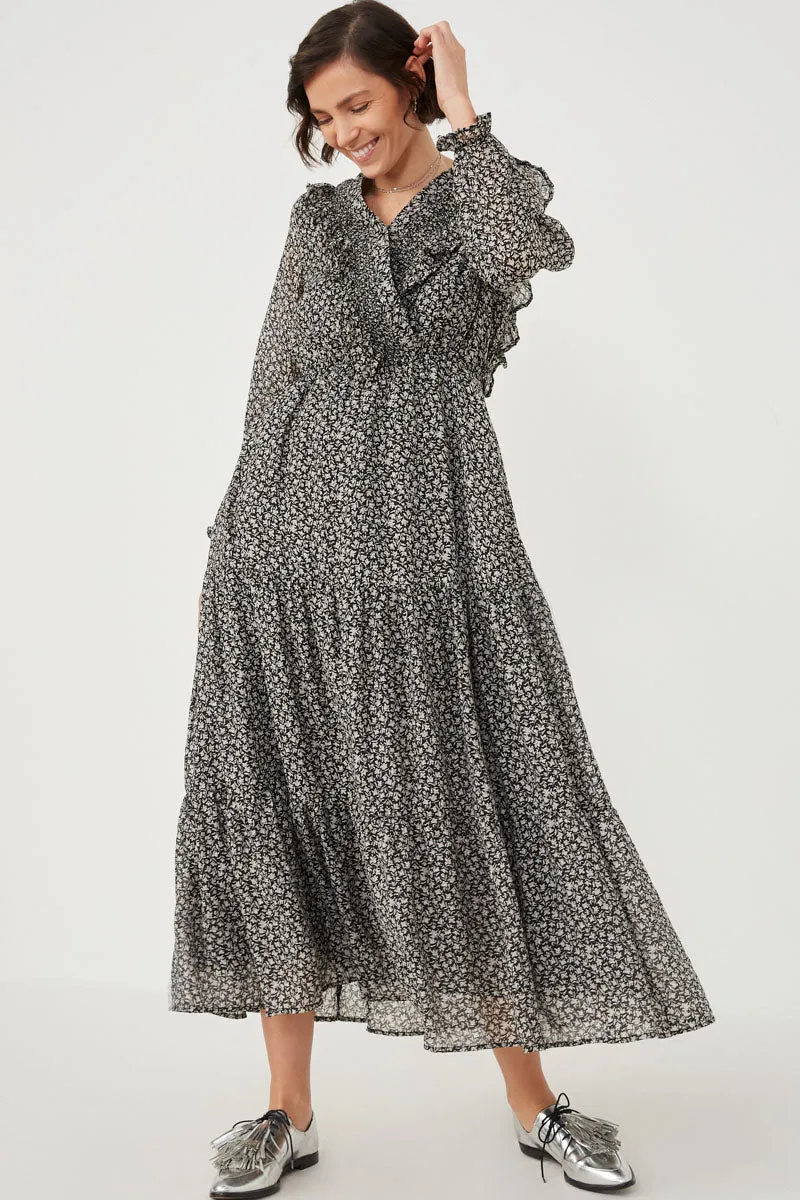 Womens Floral Print Ruffle Smocked Tiered Wrap Dress sold by Hayden product image thumbnail 3