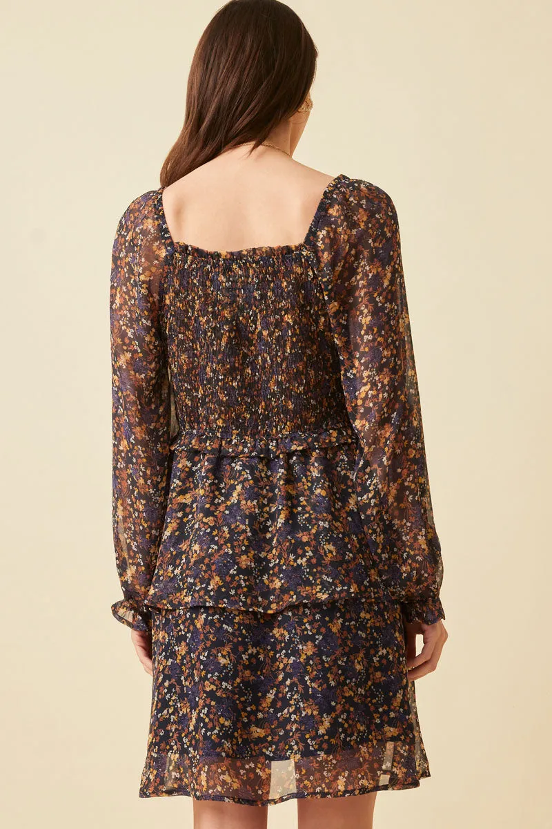 Womens Smocked Square Neck Ditsy Floral Tiered Dress sold by Hayden product image thumbnail 5