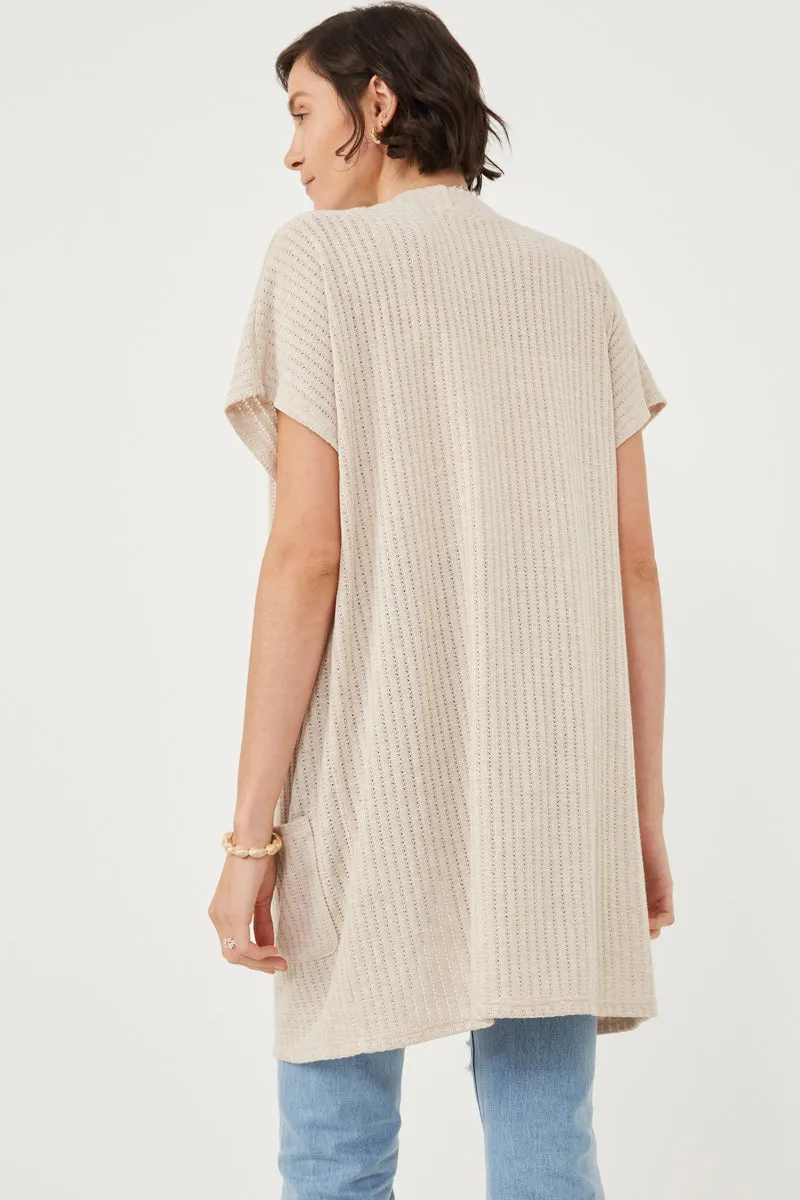 Womens Short Sleeve Pocketed Pointelle Knit Open Cardigan sold by Hayden product image thumbnail 5