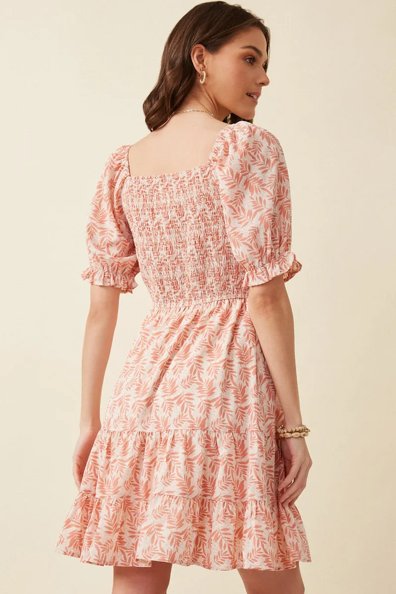 Womens Botanical Print Smocked Square Neck Dress sold by Hayden product image thumbnail 4