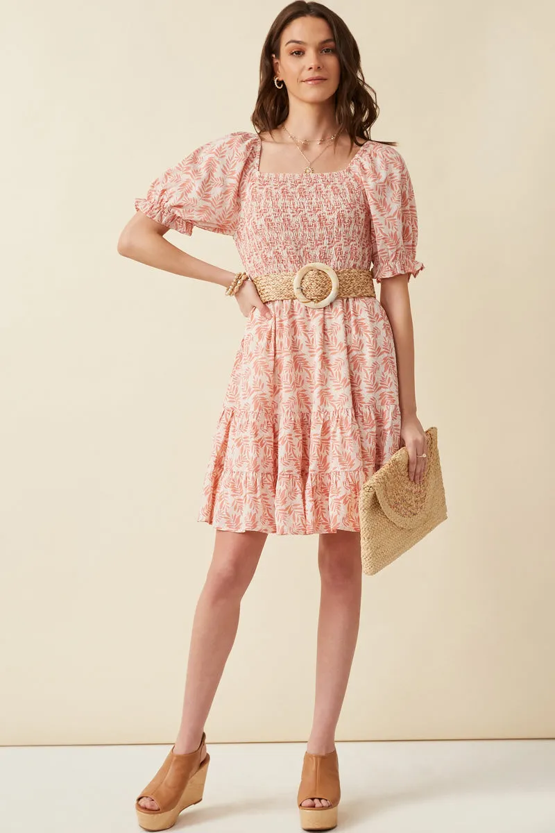 Womens Botanical Print Smocked Square Neck Dress sold by Hayden product image thumbnail 5