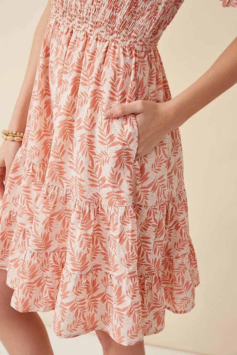 Womens Botanical Print Smocked Square Neck Dress sold by Hayden product image thumbnail 3