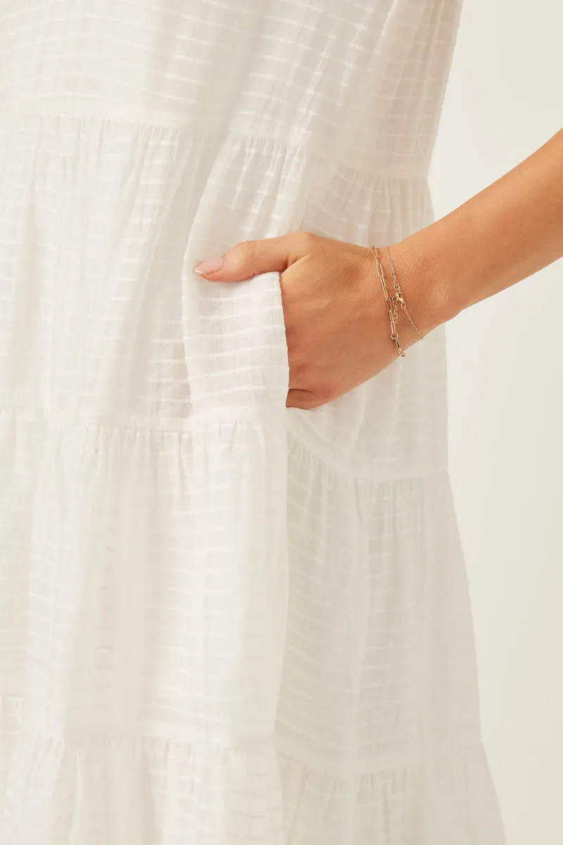 Womens Textured Stripe Tie Sleeve Tiered Dress sold by Hayden product image thumbnail 4