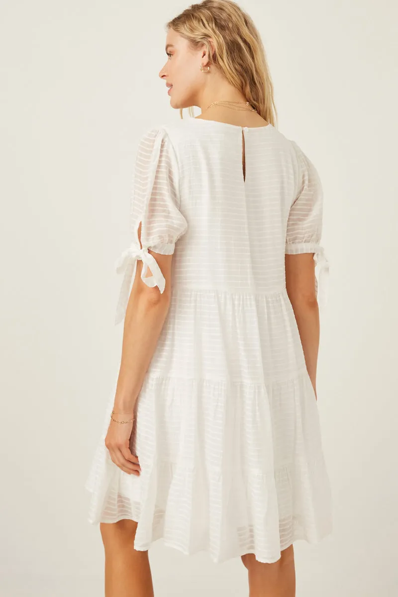 Womens Textured Stripe Tie Sleeve Tiered Dress sold by Hayden product image thumbnail 5