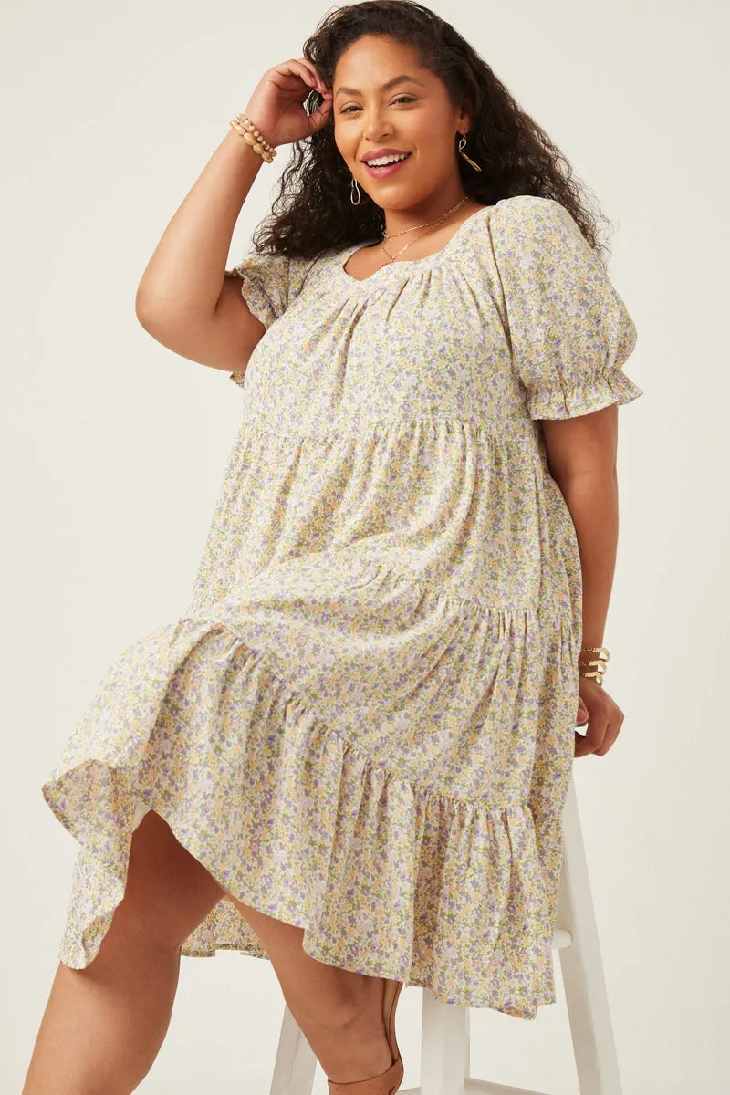 Womens Ditsy Floral Square Neck Tiered Mini Dress sold by Hayden product image thumbnail 2