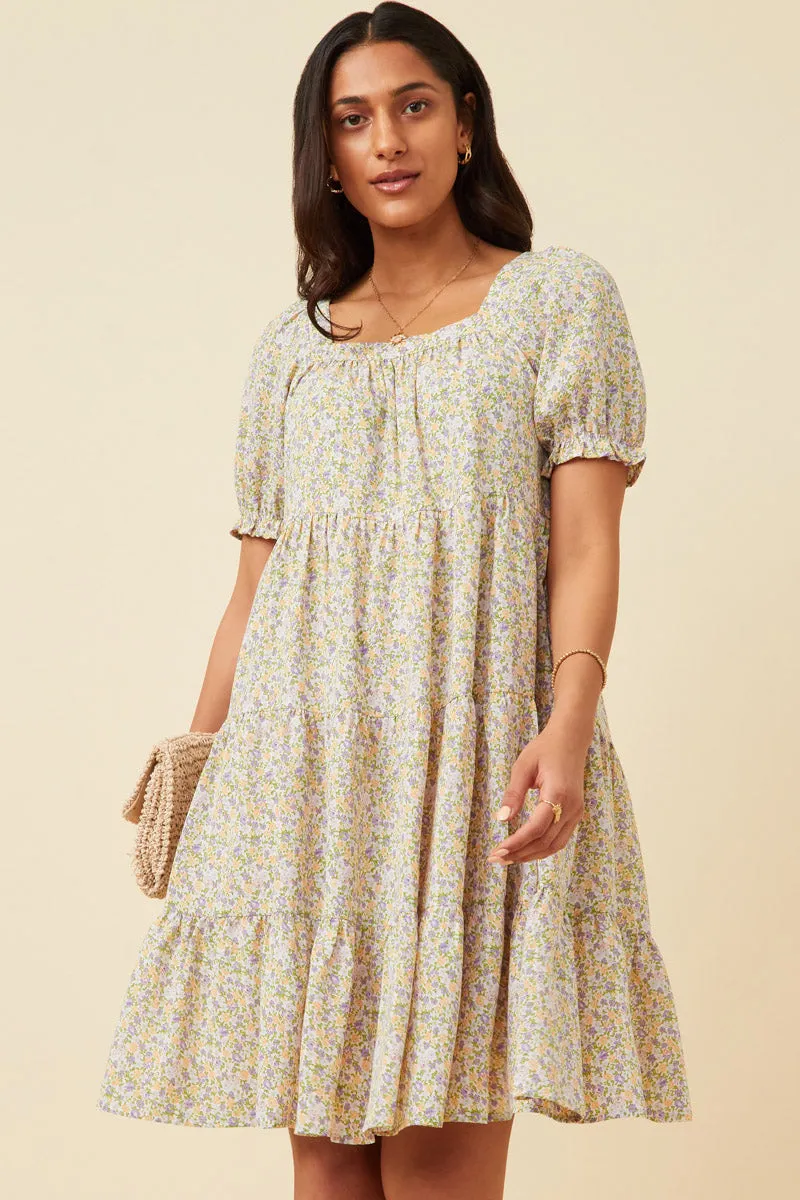 Womens Ditsy Floral Square Neck Tiered Mini Dress sold by Hayden product image thumbnail 3