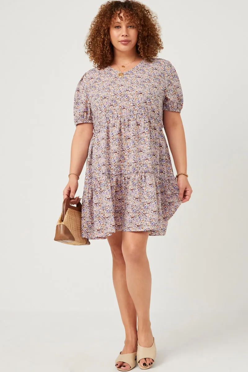 Womens Ditsy Floral Tiered Puff Sleeve V Neck Dress sold by Hayden product image thumbnail 2