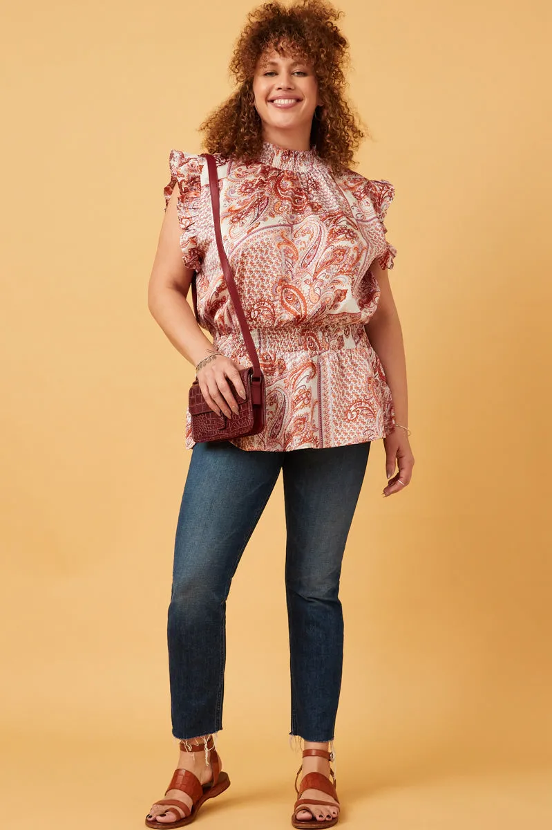 Womens Paisley Print Smocked Neck Tank sold by Hayden product image thumbnail 2