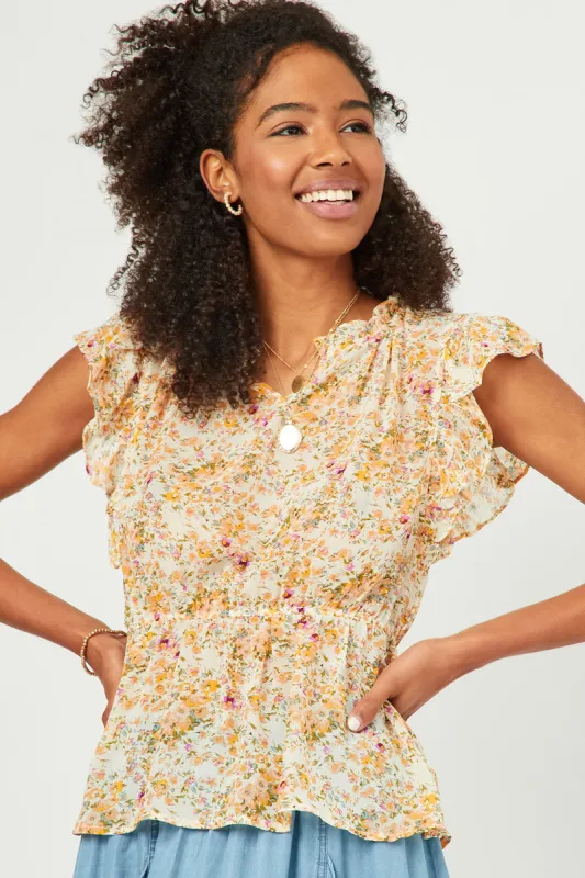 Womens Ruffled Cut Out Neck Sleeveless Top sold by Hayden