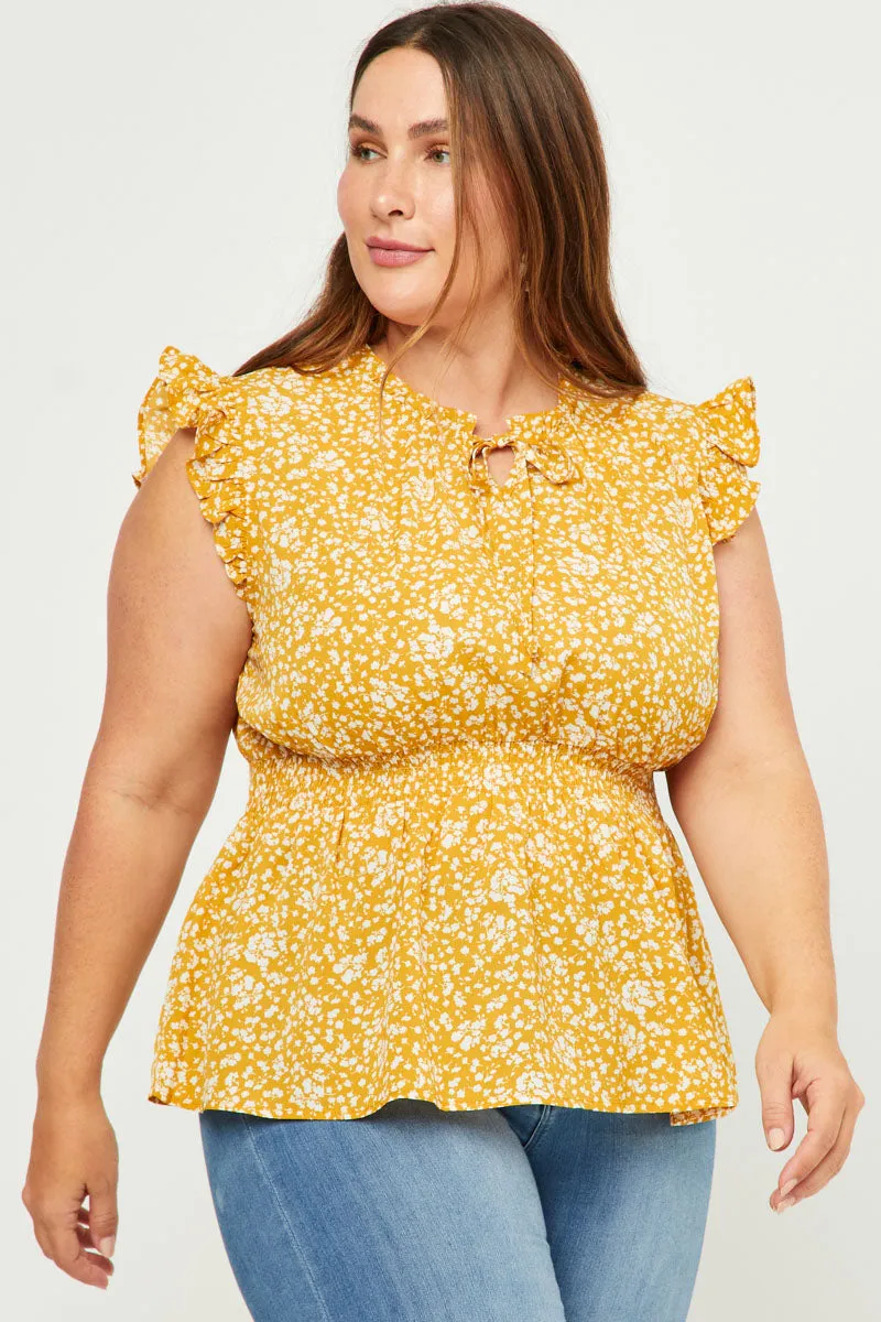 Womens Smock Waist Ruffled Tie Neck Tank sold by Hayden product image thumbnail 2