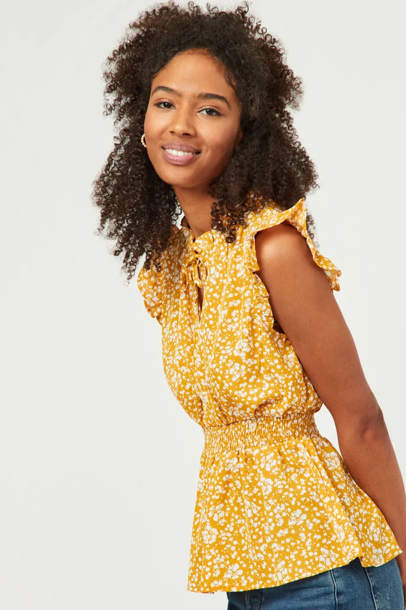 Womens Smock Waist Ruffled Tie Neck Tank sold by Hayden product image thumbnail 4