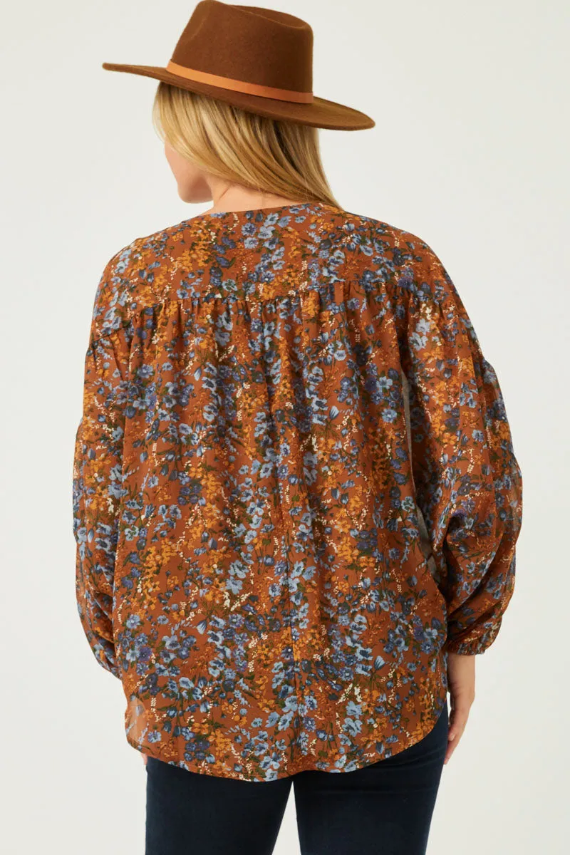 Womens Floral Printed Tasseled Dolman Top sold by Hayden product image thumbnail 5
