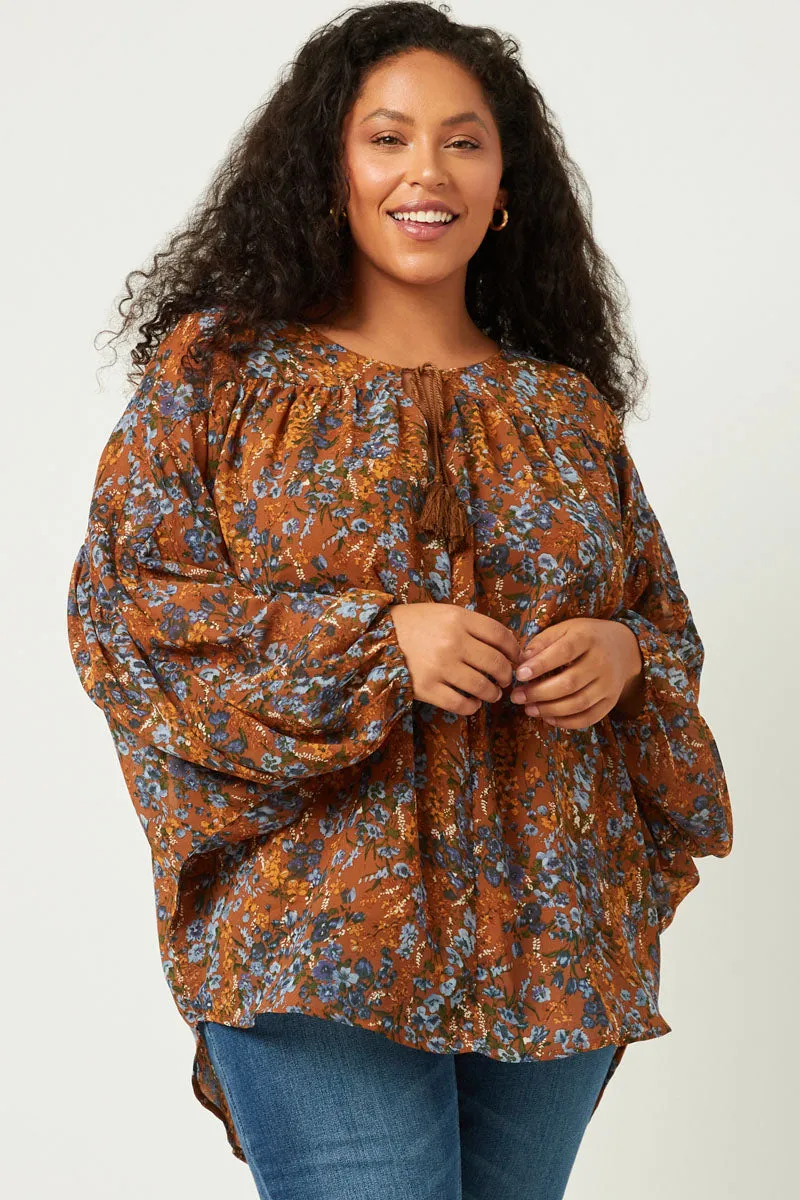 Womens Floral Printed Tasseled Dolman Top sold by Hayden product image thumbnail 2