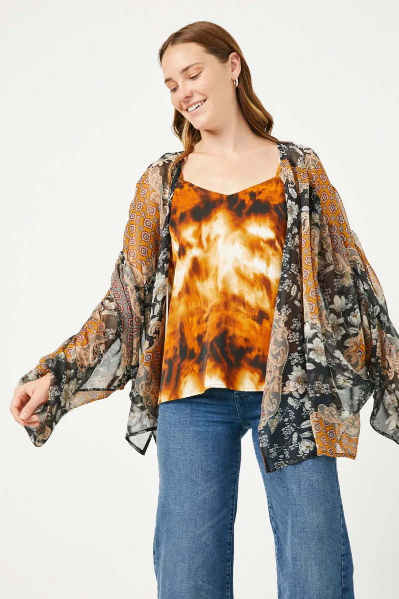 Womens Patch Print Gathered Sleeve Open Cardigan sold by Hayden product image thumbnail 4