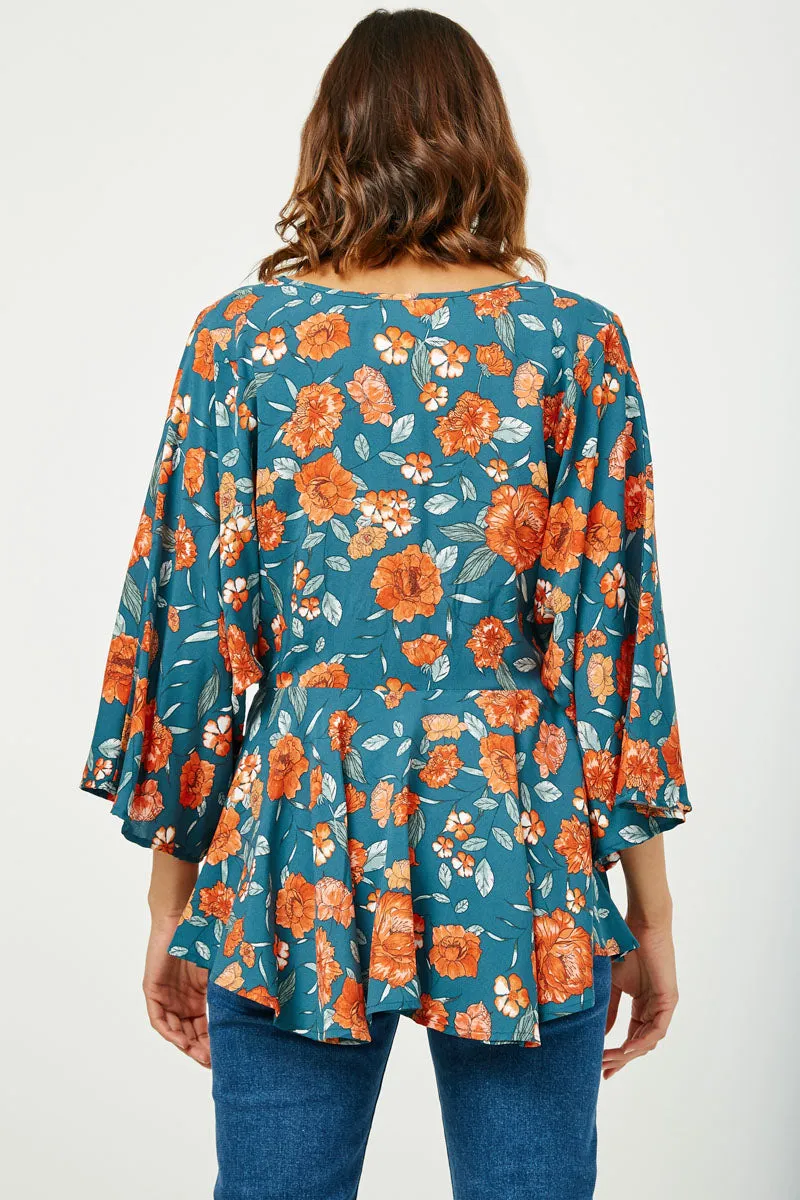 Womens Romantic Floral Dolman Peplum Top sold by Hayden product image thumbnail 4