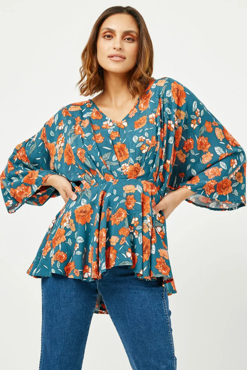 Womens Romantic Floral Dolman Peplum Top sold by Hayden