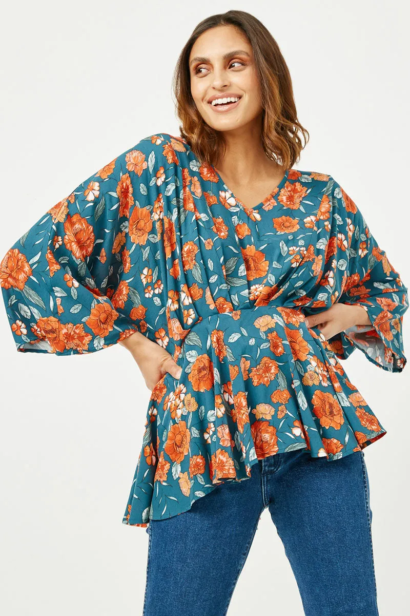 Womens Romantic Floral Dolman Peplum Top sold by Hayden product image thumbnail 5