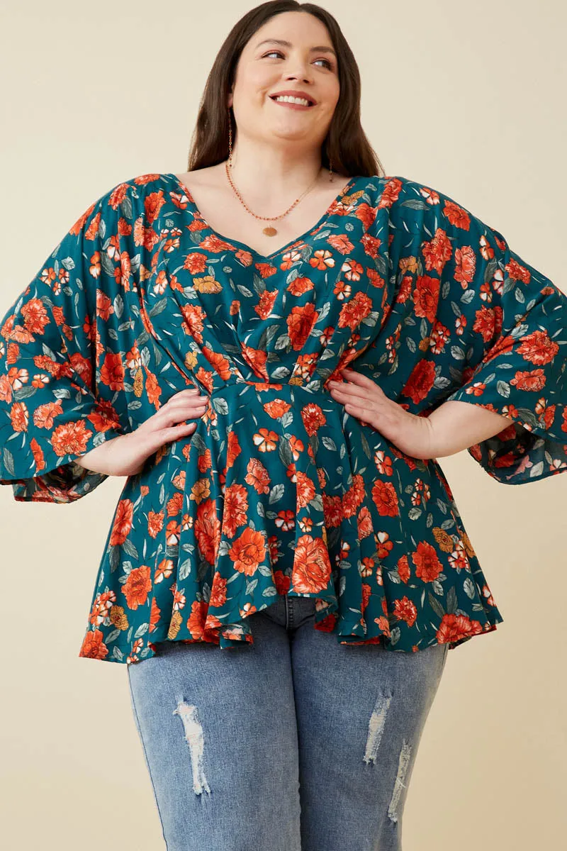Womens Romantic Floral Dolman Peplum Top sold by Hayden product image thumbnail 2
