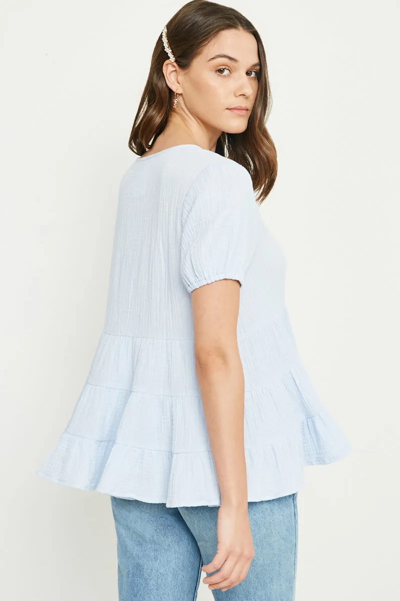 Womens Tassel Tiered Short Sleeve Top sold by Hayden product image thumbnail 5