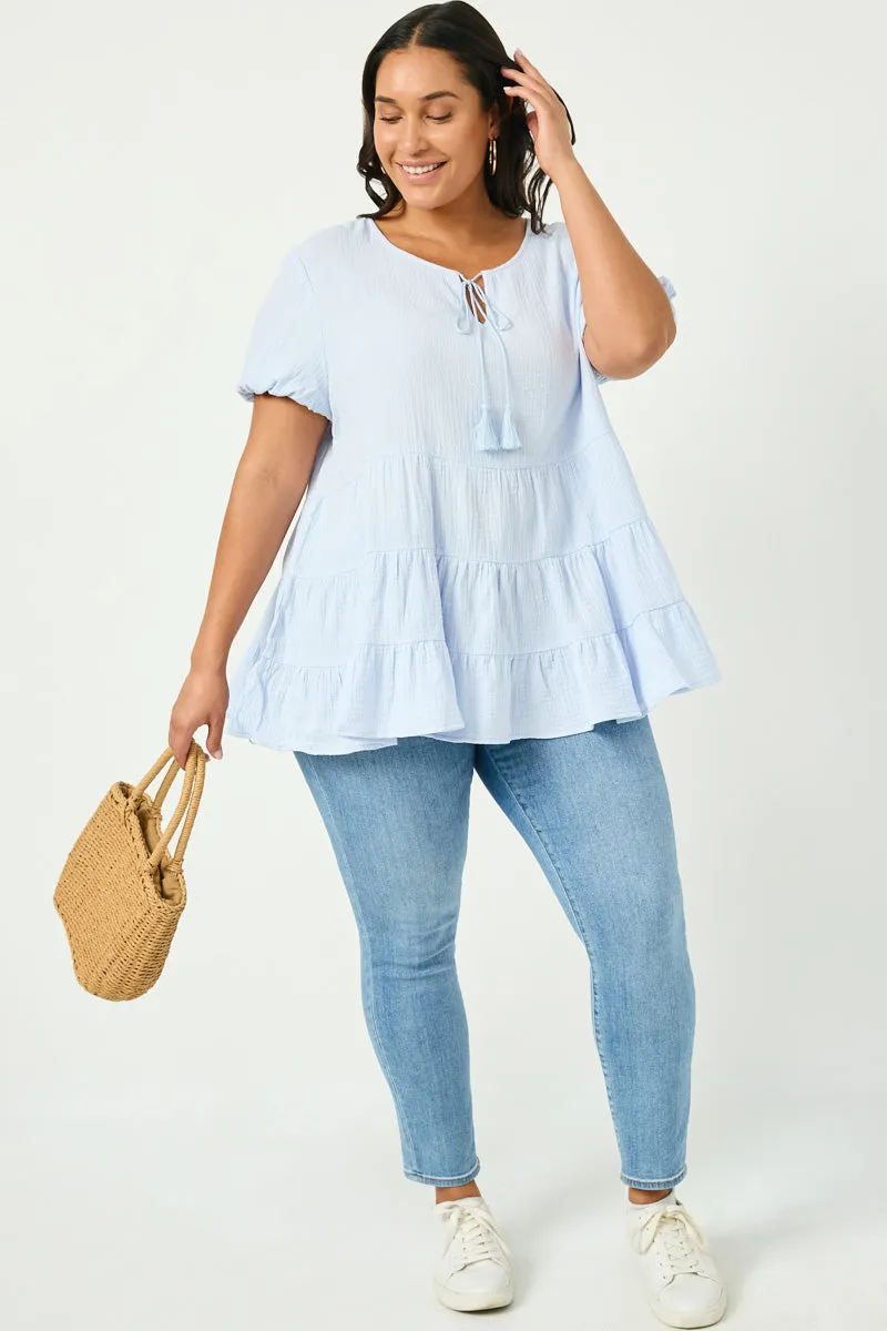 Womens Tassel Tiered Short Sleeve Top sold by Hayden product image thumbnail 2