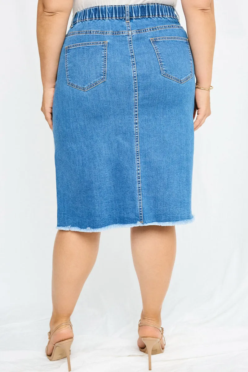 Womens Denim Blocked Midi Skirt sold by Hayden product image thumbnail 4