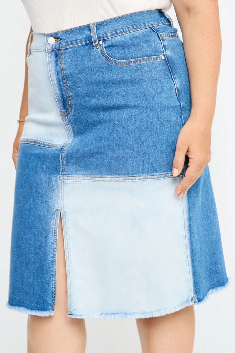 Womens Denim Blocked Midi Skirt sold by Hayden product image thumbnail 5