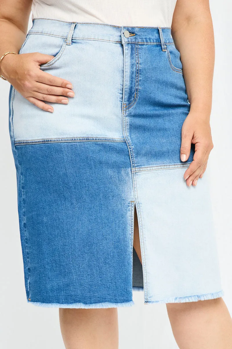 Womens Denim Blocked Midi Skirt sold by Hayden product image thumbnail 3