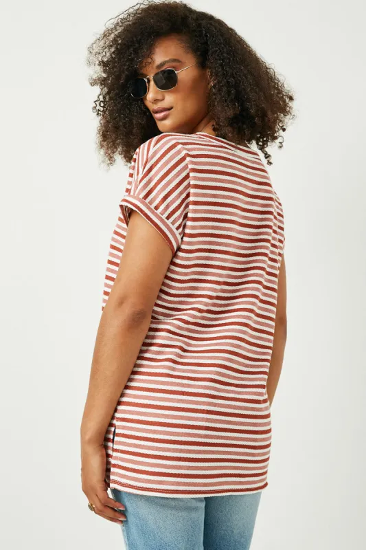 Womens Two Tone Stripe Knit Top sold by Hayden