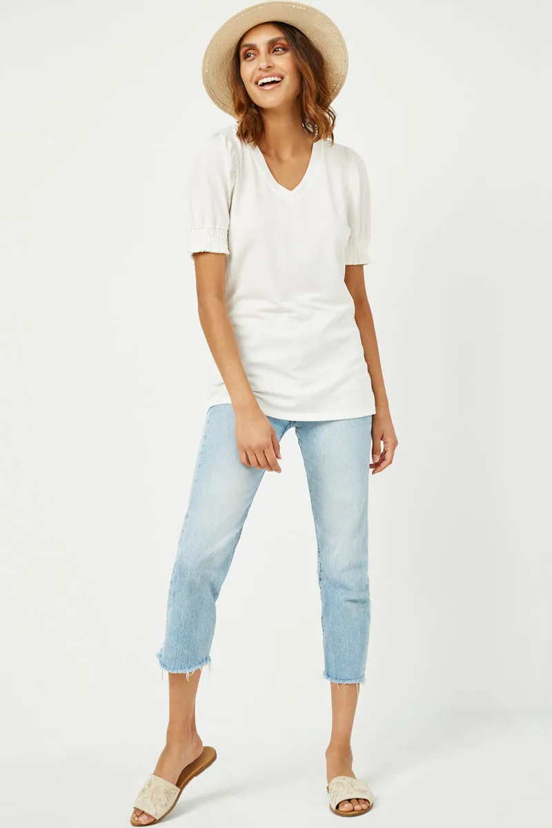 Womens Puff Smock Sleeve V Neck Top sold by Hayden