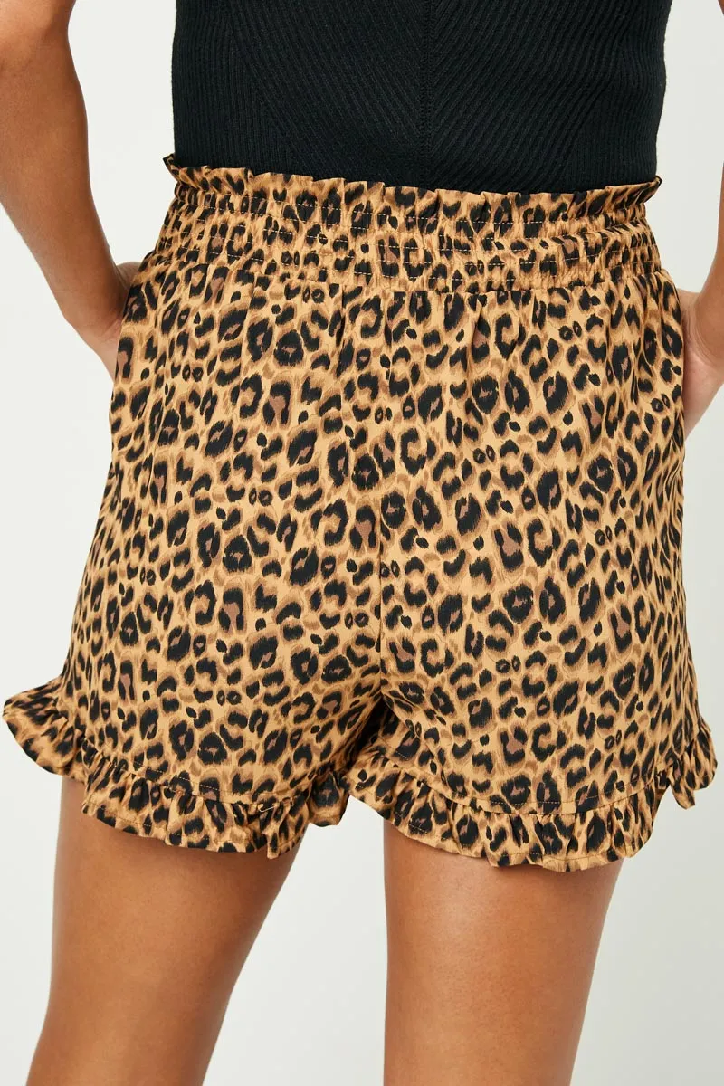 Womens Smocked High Waist Leopard Shorts sold by Hayden product image thumbnail 4